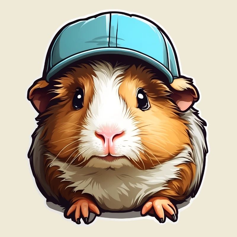 Meerschweinchen mit blauer Kappe
