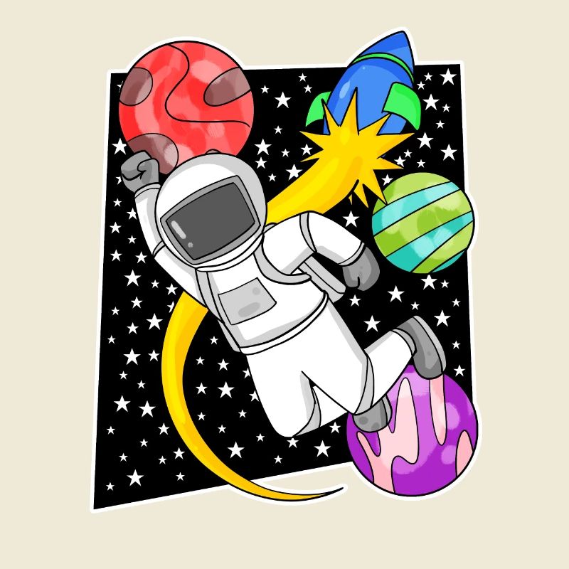 Astronaut in space with rocket