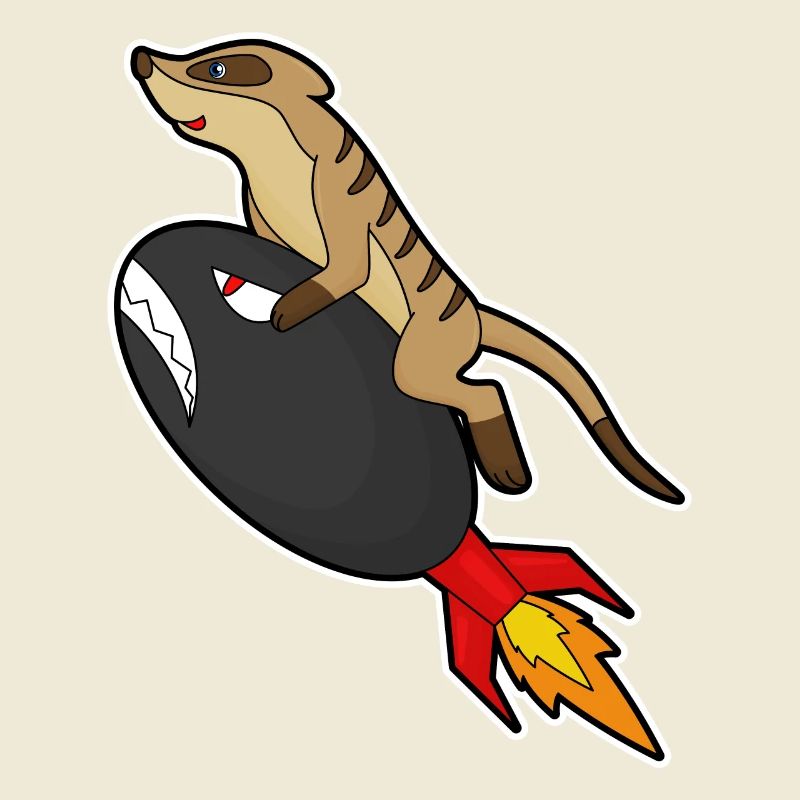 Meerkats flying with rocket