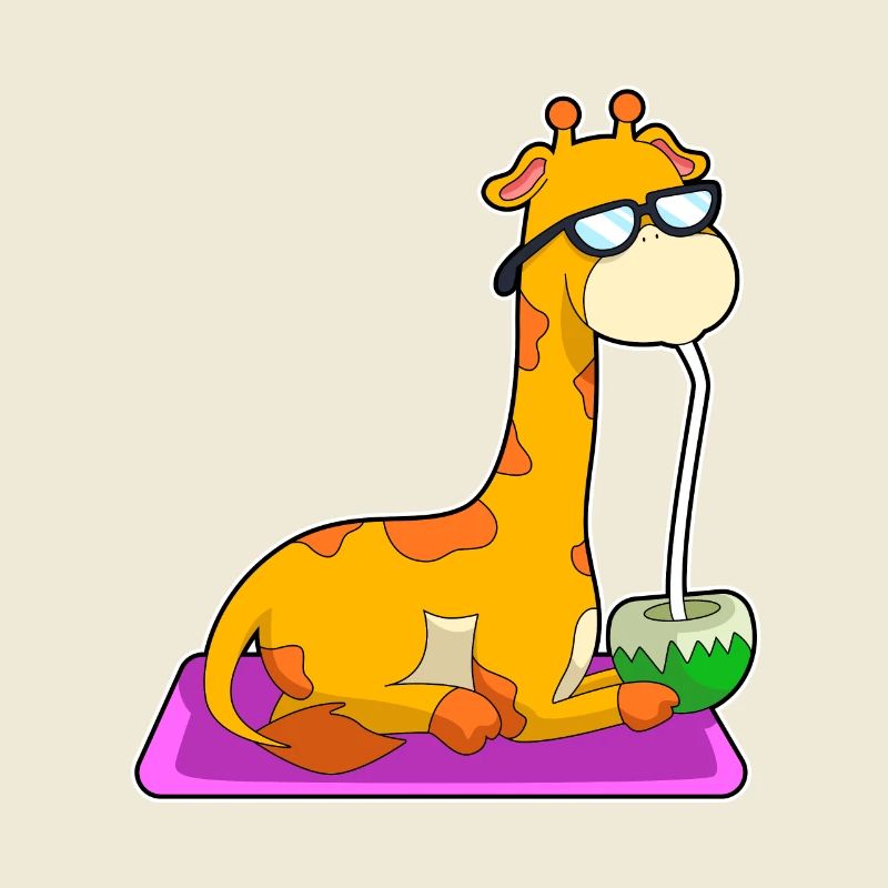 Giraffe with coconut