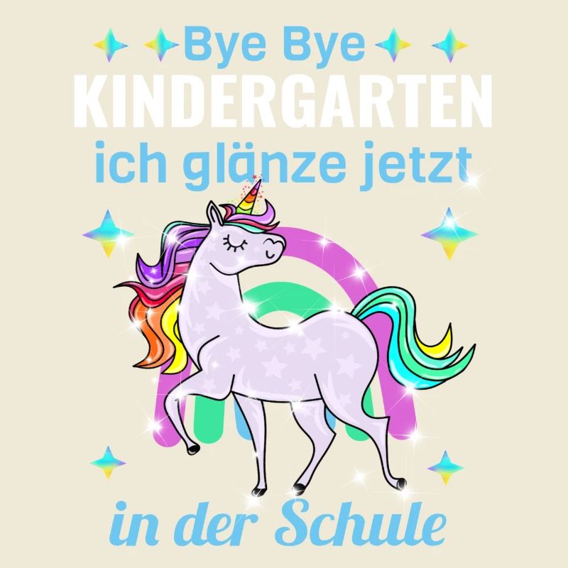 Bye Bye Kindergarten Glitzer Einhorn Einschulung
