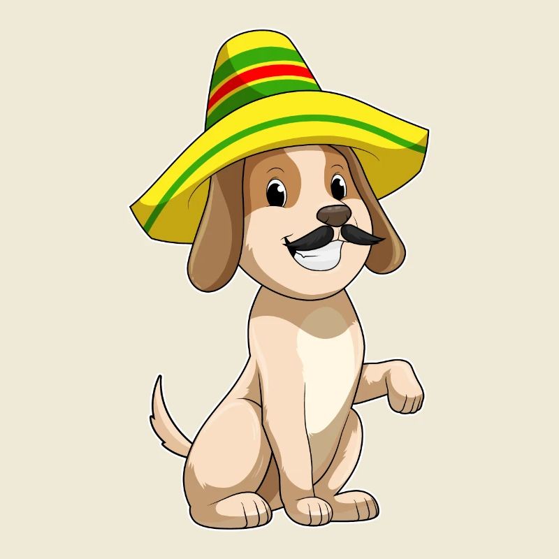 Dog as Mexican with straw hat