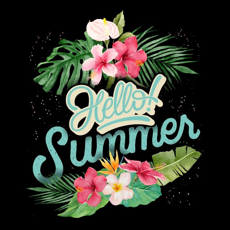 Sommer Summer, Spruch mit Hibiskus Blüten