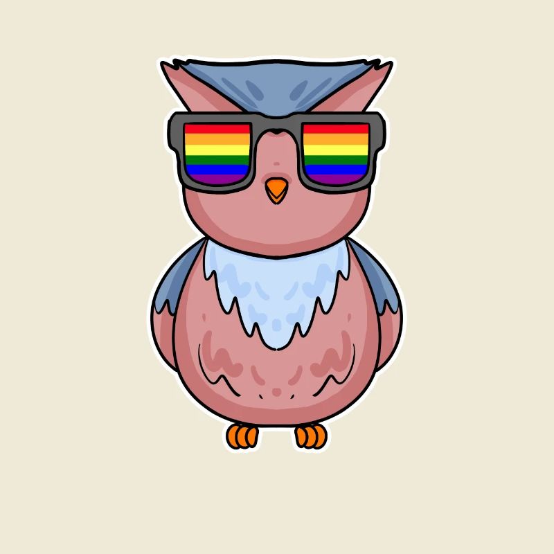Regenbogen - Eule mit Brille