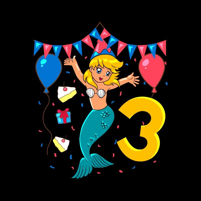 Mit Meerjungfrau - Mädchen Geburtstag 3 Jahre