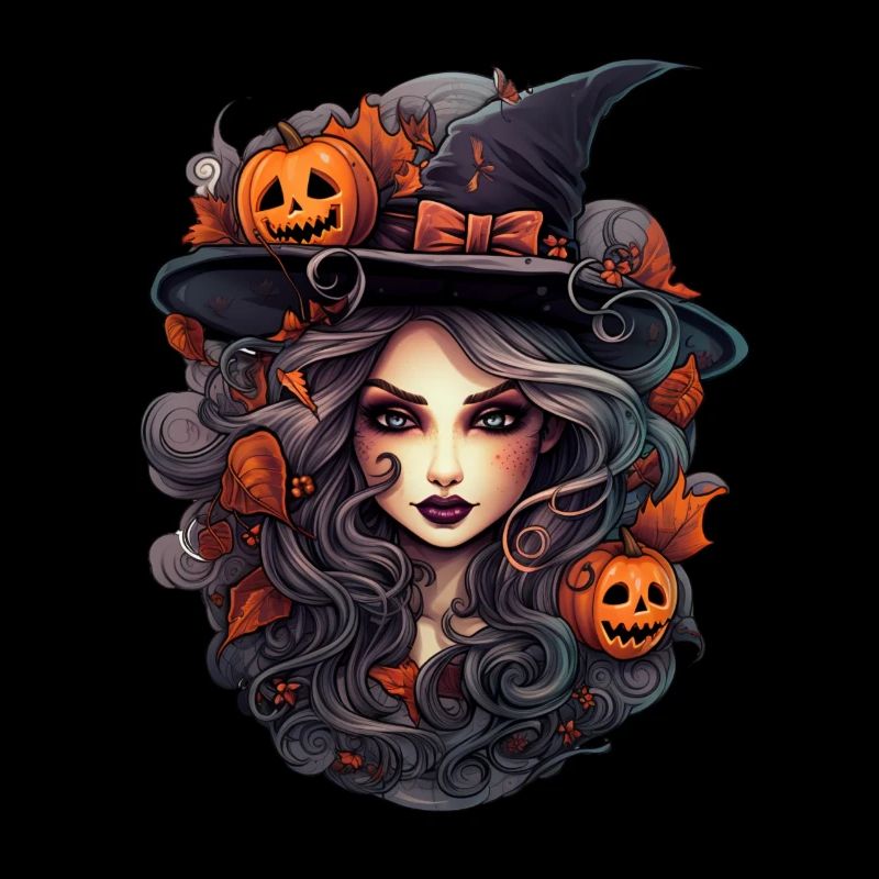 Beautiful Witch anime style, Halloween