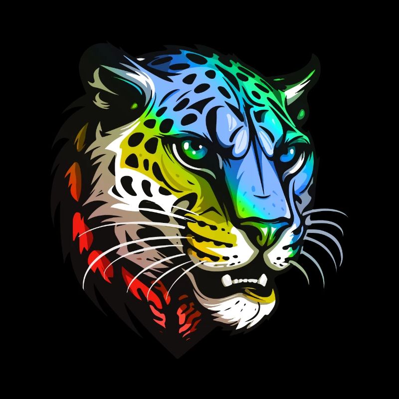 Tête de guépard colorée