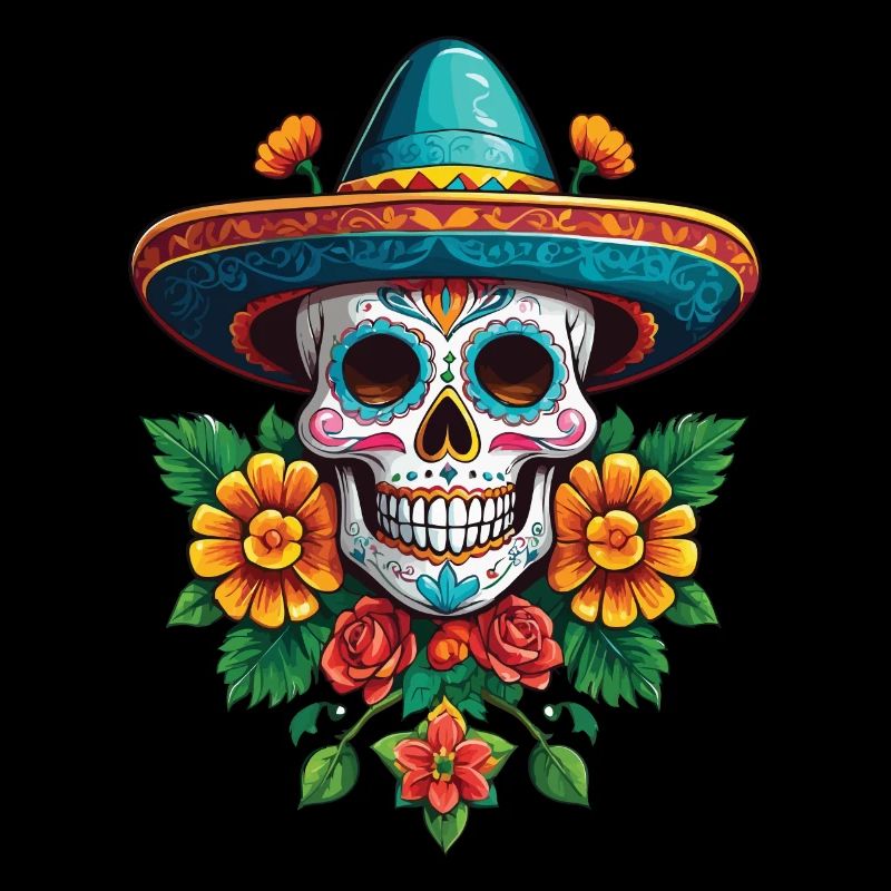 Iconic Sugar Skull Mexican Holiday