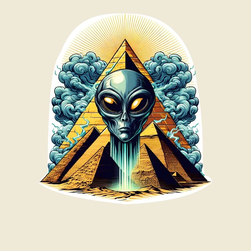 Tête extraterrestre dans la pyramide