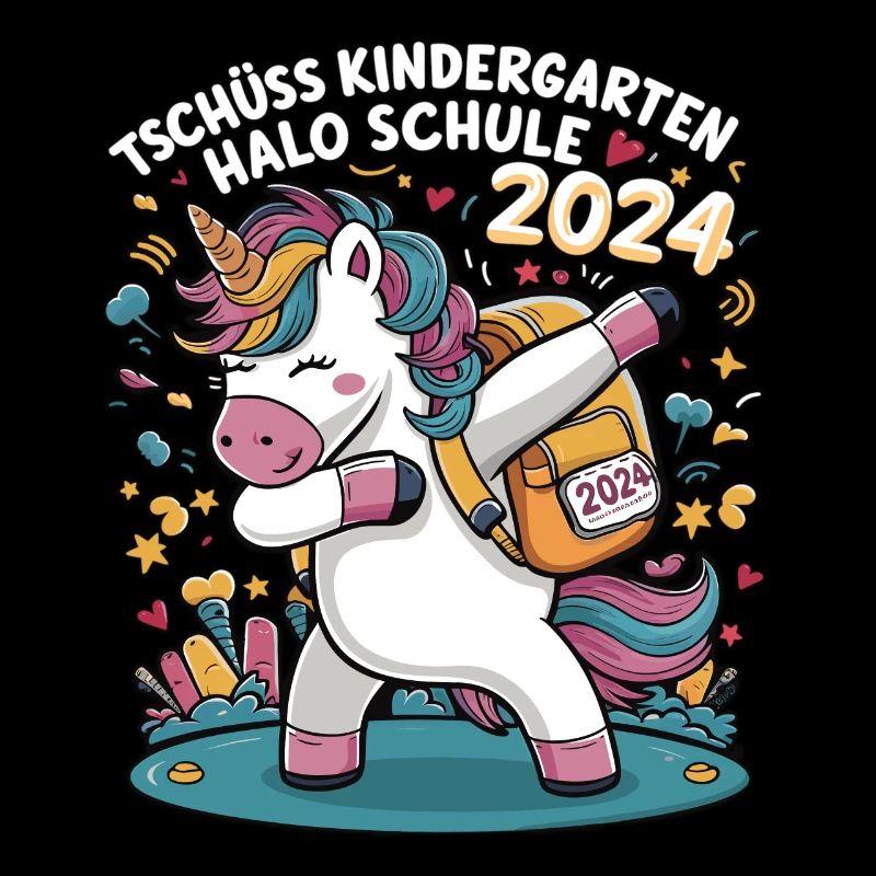 Tschüss Kindergarten Hallo Schule 2024 Einhorn