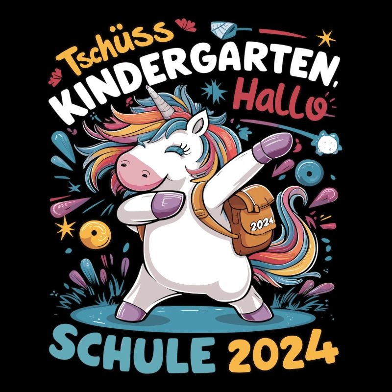 Tschüss Kindergarten Hallo Schule 2024 Einhorn