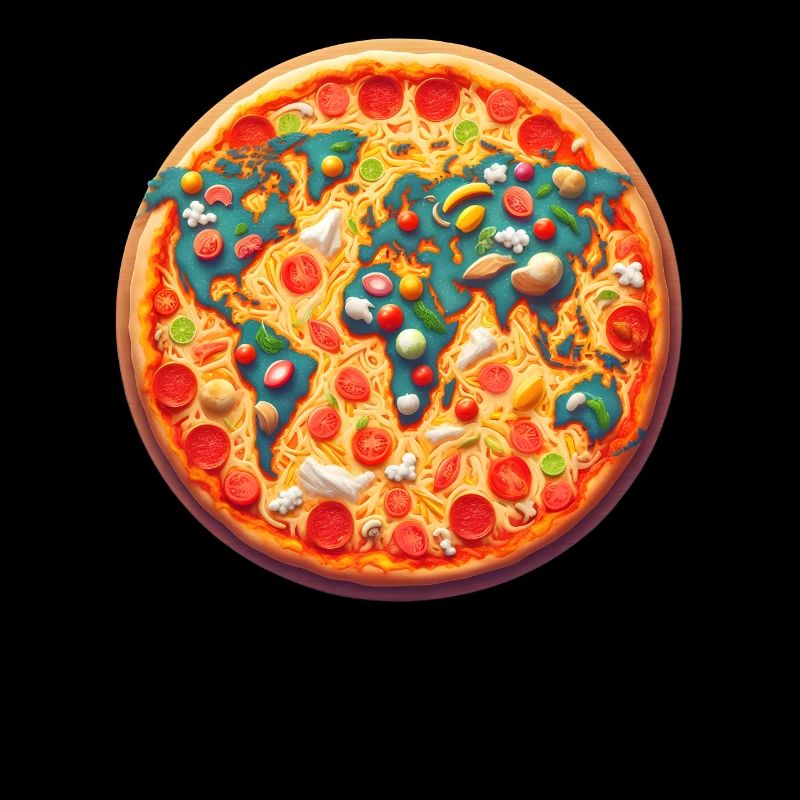 World map on pizza
