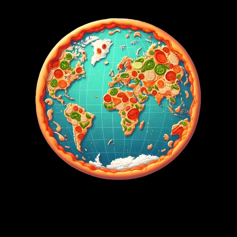 World map on pizza