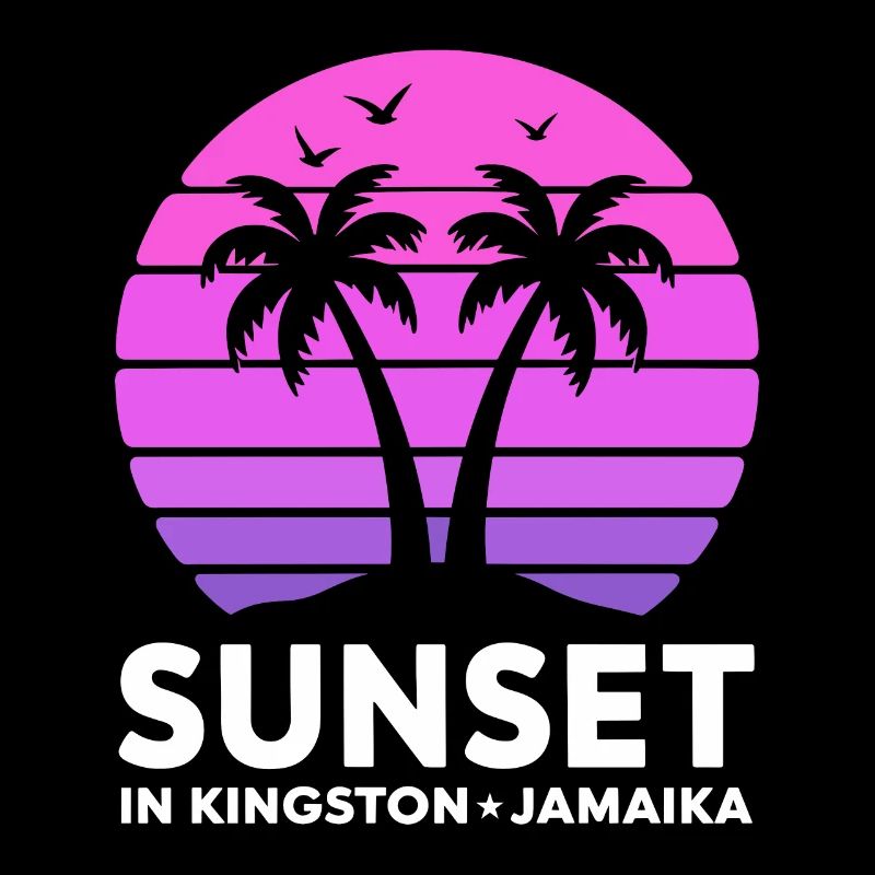 Coucher de soleil à Kingston, Jamaïque, vacances Palmiers