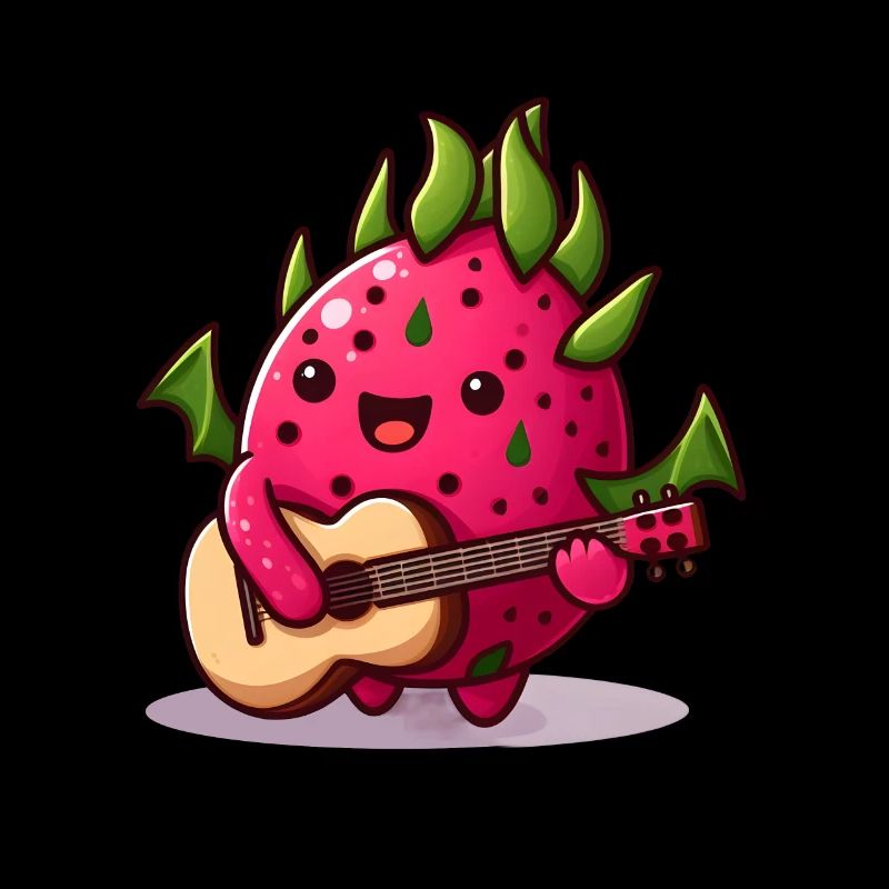Dragon fruit plays guitar