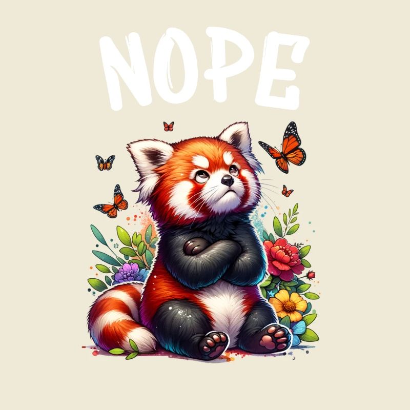 Red Panda Funny Saying Nope Fire Fox