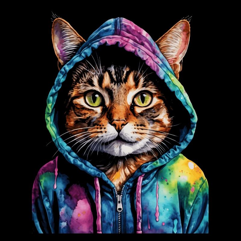 Sweat à capuche de chat coloré drôle animal design imprimé