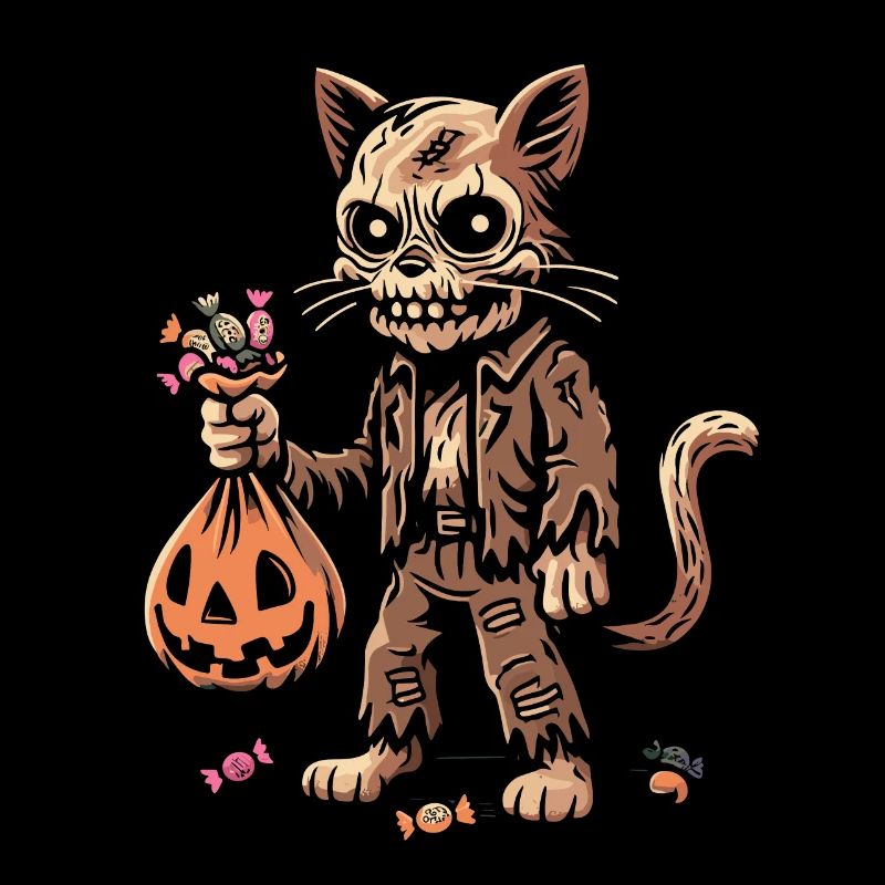 Untote Zombie Katze Süßes Oder Saures