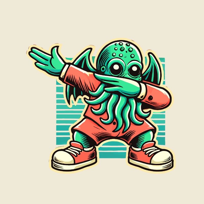 Drôle Dabbing Cthulhu Créature avec des tentacules