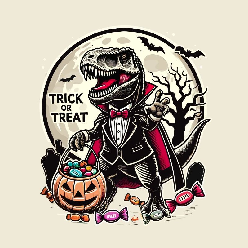 Funny T-Rex Vampire Loves Candy