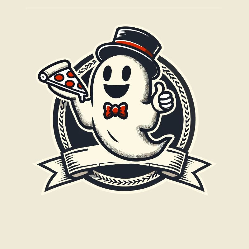 Halloween Funny Ghost With Pizza