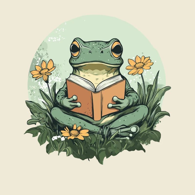 Cottagecore Frog with Book