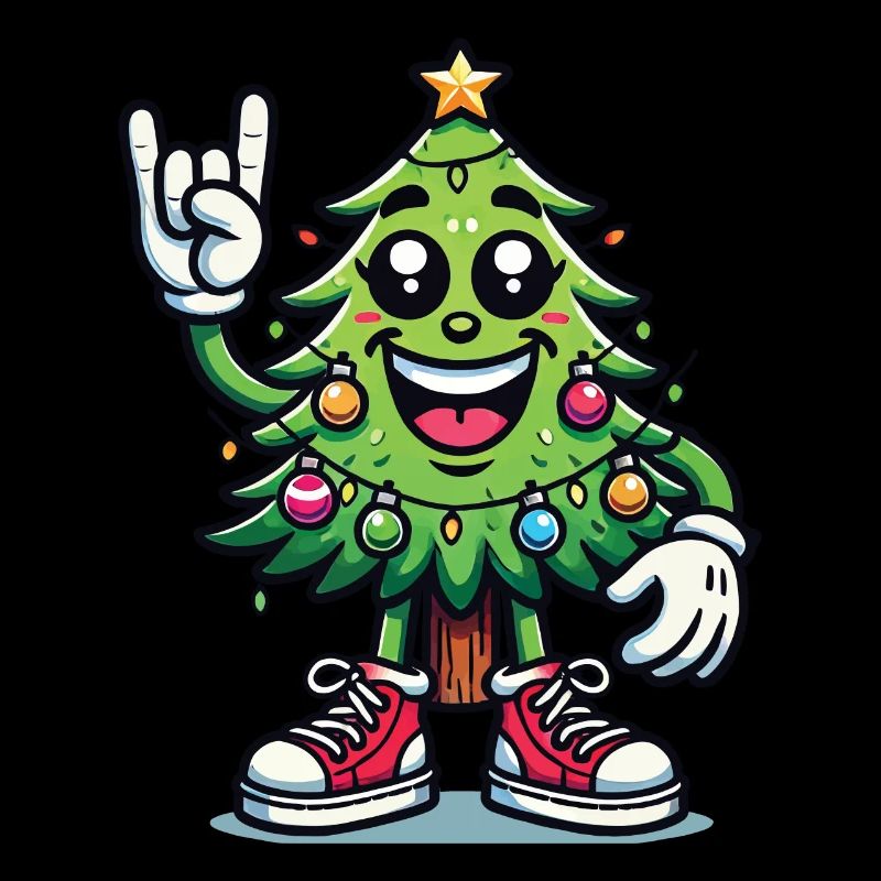 Funny Christmas tree with skirt hand