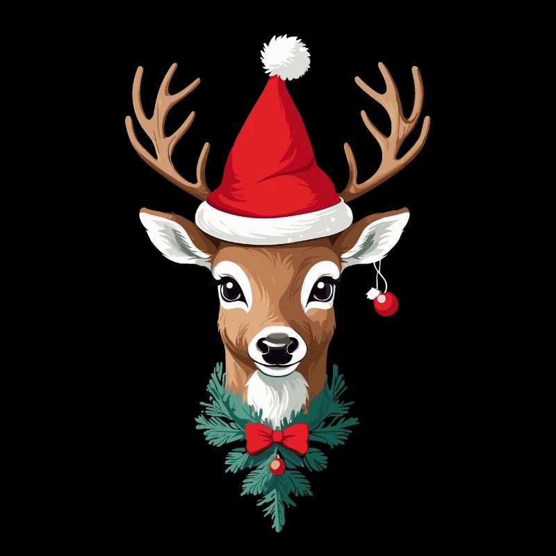 Joyeux Noël Renne avec chapeau