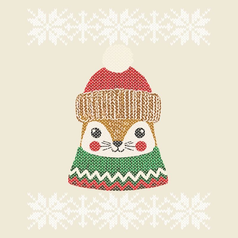 Cute Winter Squirrel with Hat Knitted Look