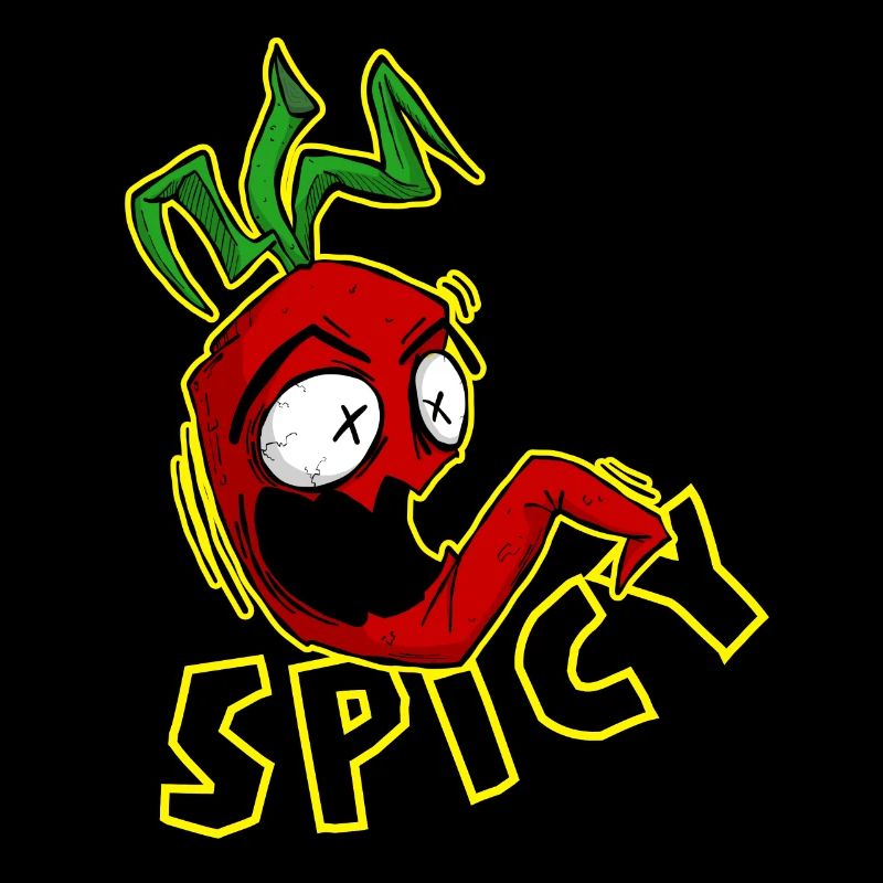 Lustige Chili. SPICY. Comic Chilischote