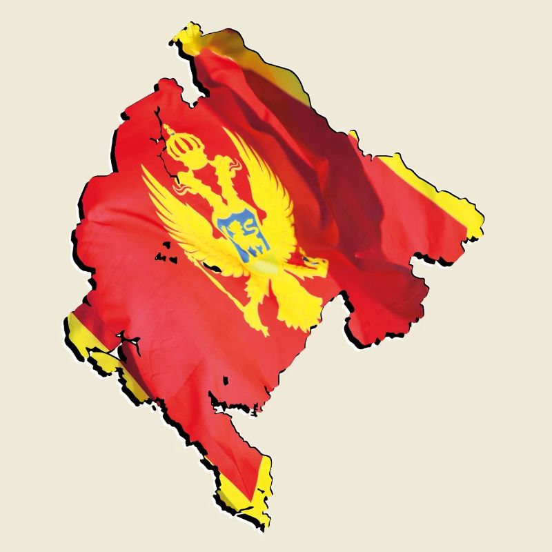 Montenegro flag in Montenegro map