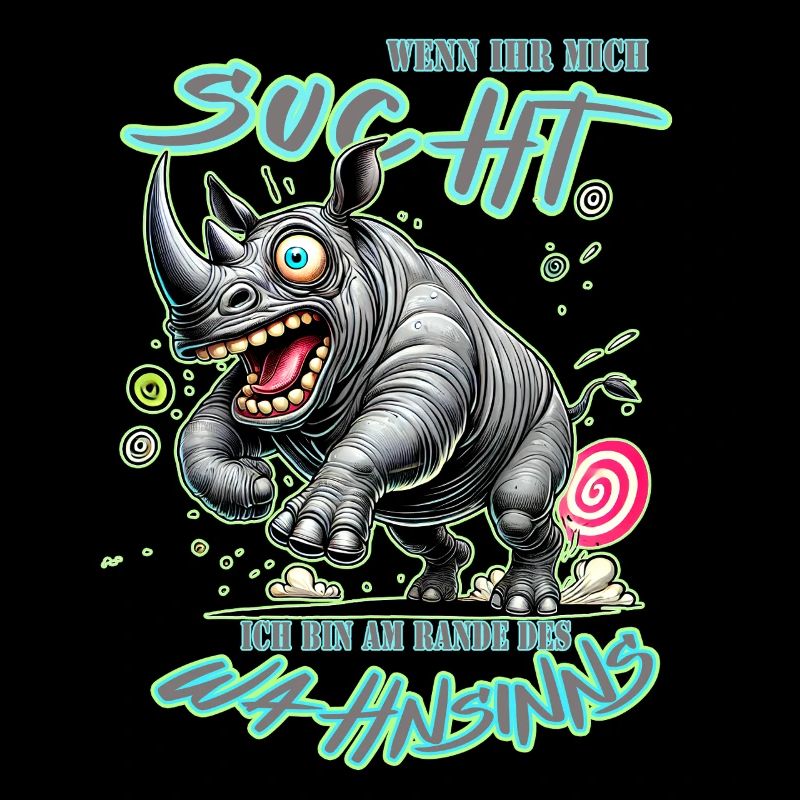 Crazy Nashorn am Rande des Wahnsinns Comic Stil