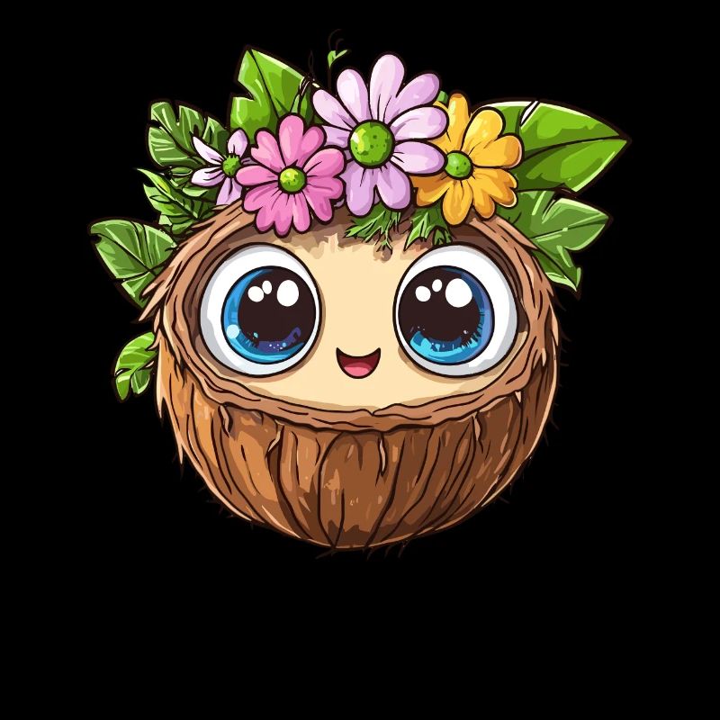Coconut with flower crown