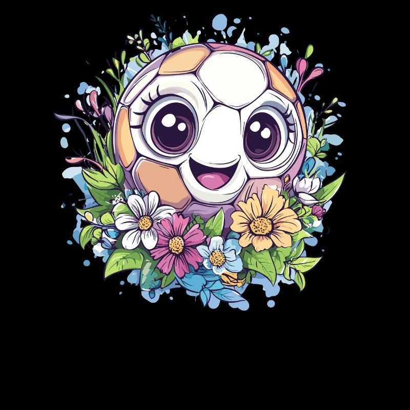 Fröhlicher Fußball mit Blumen