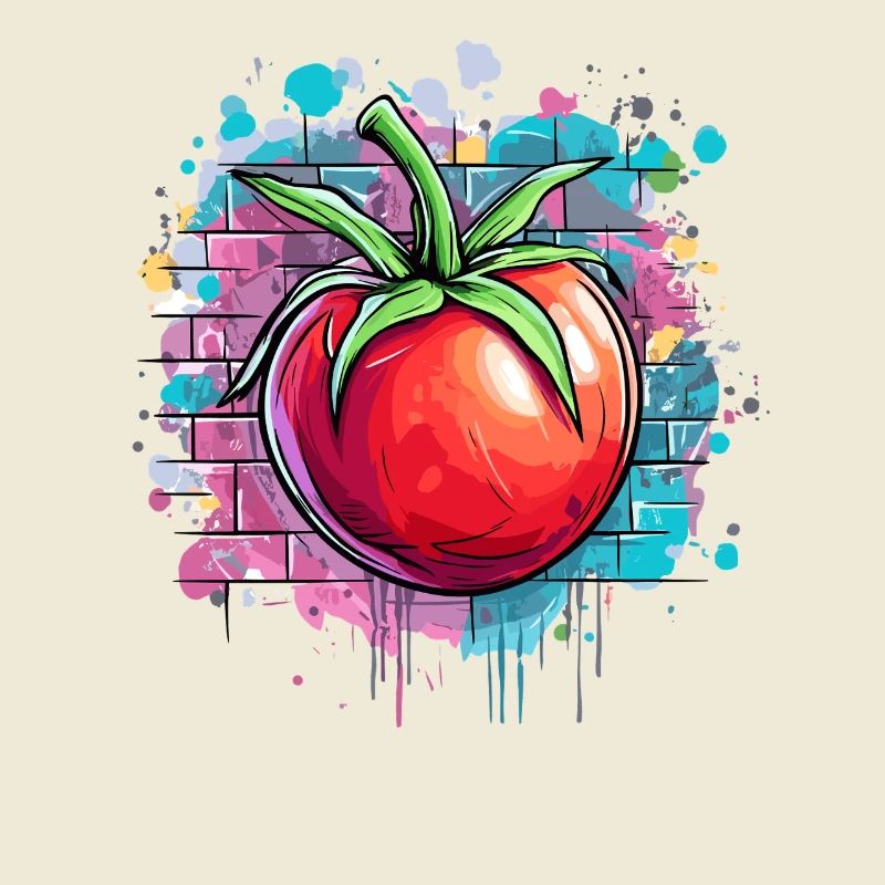Graffiti tomato on wall