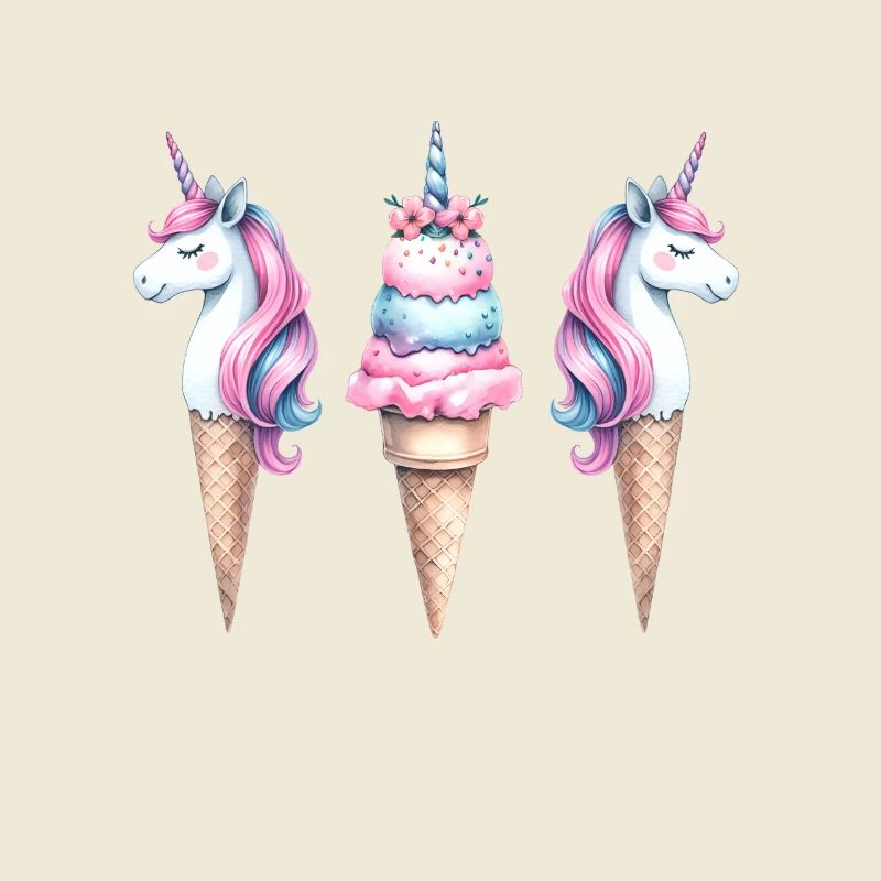 Retro Einhörner Eis Eiskreme Eiscrem Kinder Kind