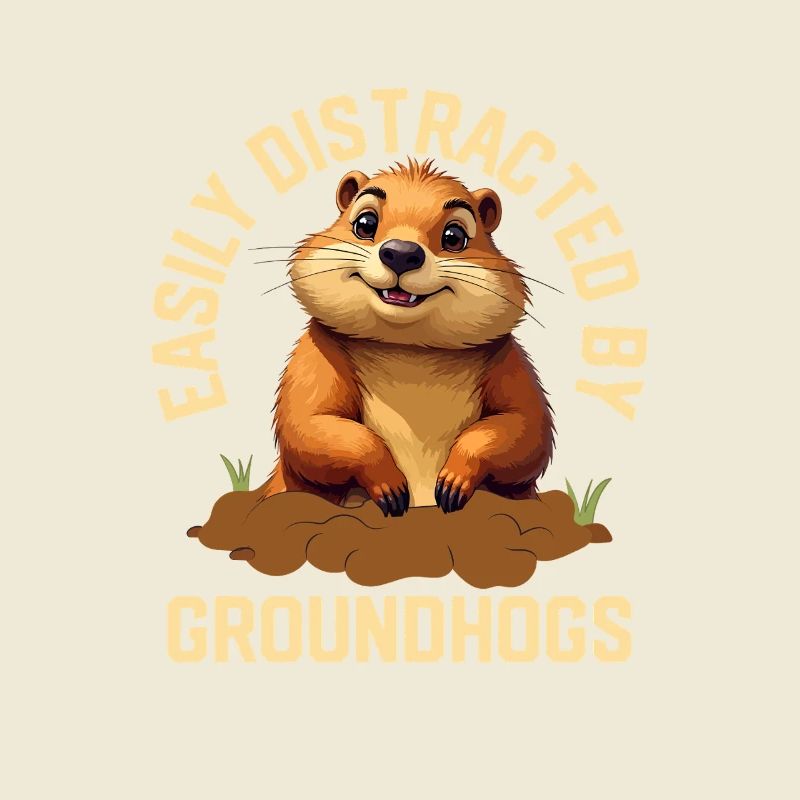 Easily Distracted By Groundhogs Animal Rodent