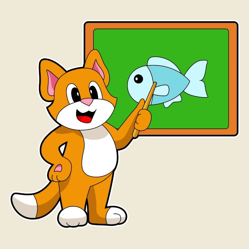 Cat Teacher Pointer Fish