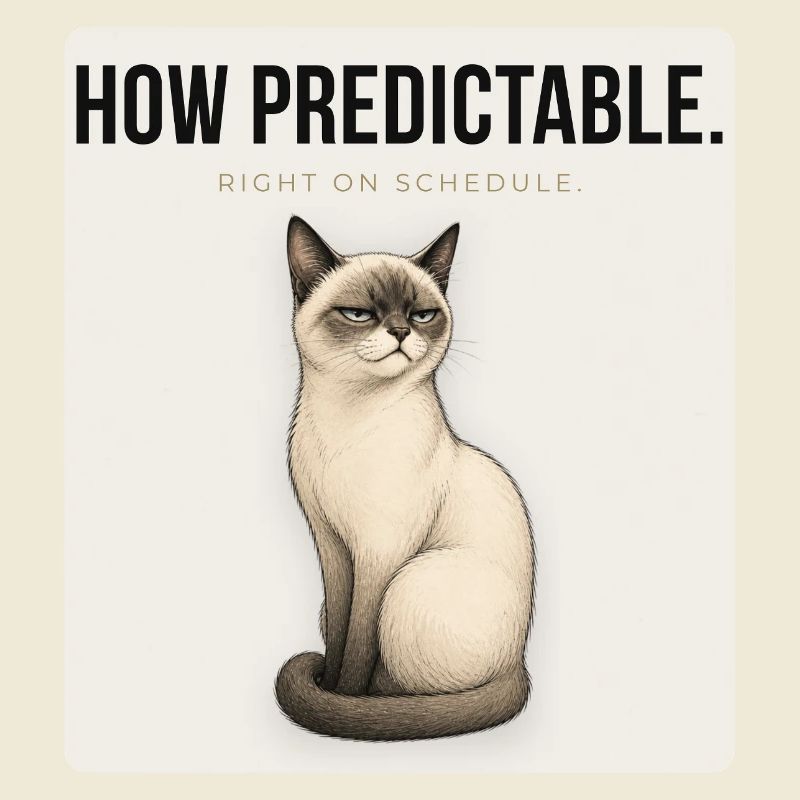 HOW PREDICTABLE. Noble Cat Sarcastic Meme Design
