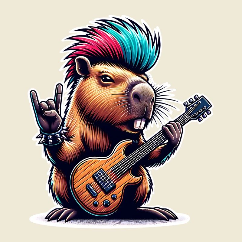 Capybara, guitariste de rock and roll