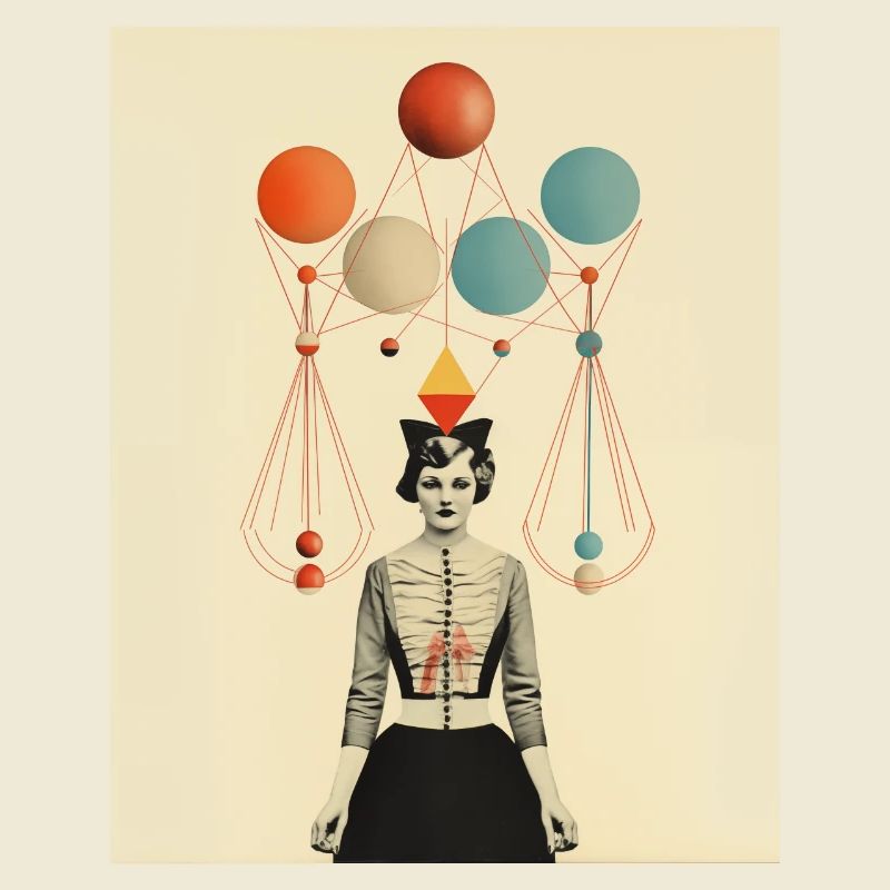 Thinking circus lady paper collage