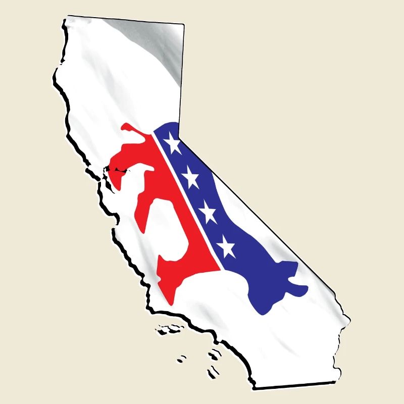 Democrat Flag in California State Map
