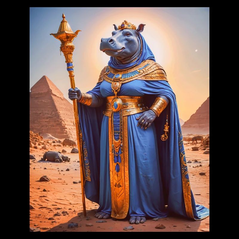 Ammit, bête monstrueuse, attendant par les écailles de j