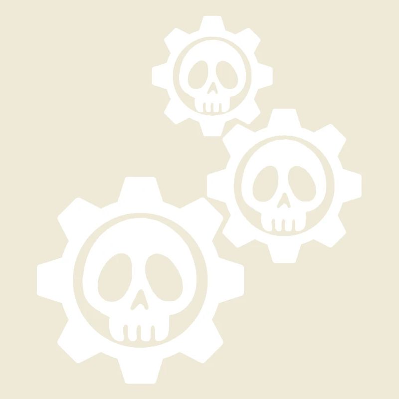 White skulls and gears