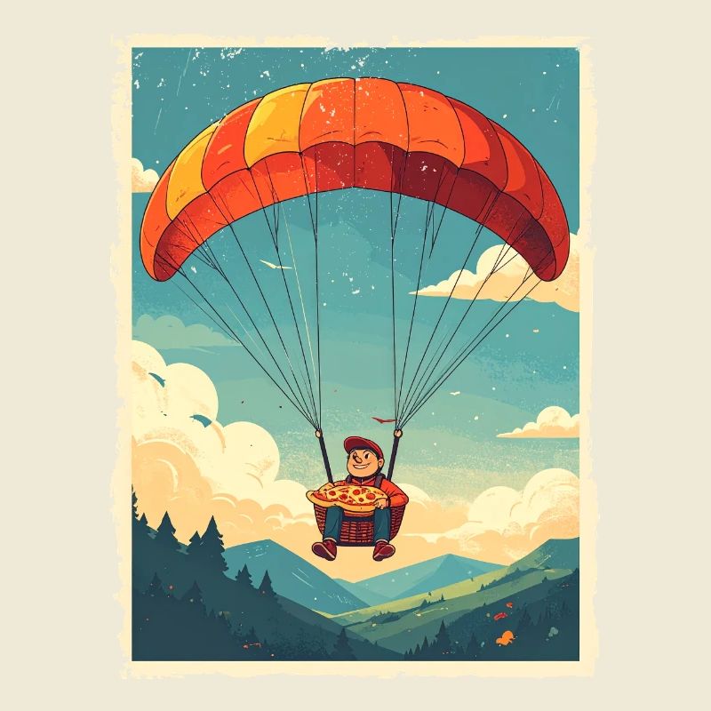 Adventurous Pizza Flight Illustration