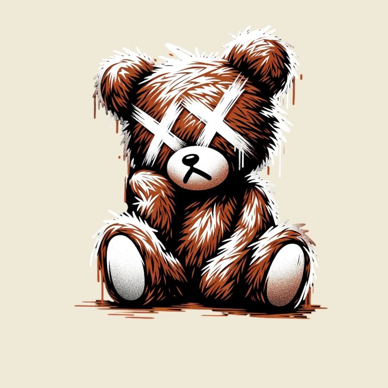 Broken Sad Teddy Graffiti Art
