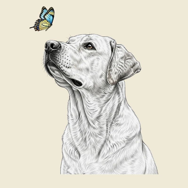 Labrador avec style papillon en forme de banksy