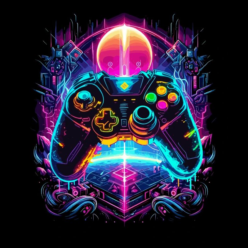 Vibrant Cyberpunk Retro Gaming Controller