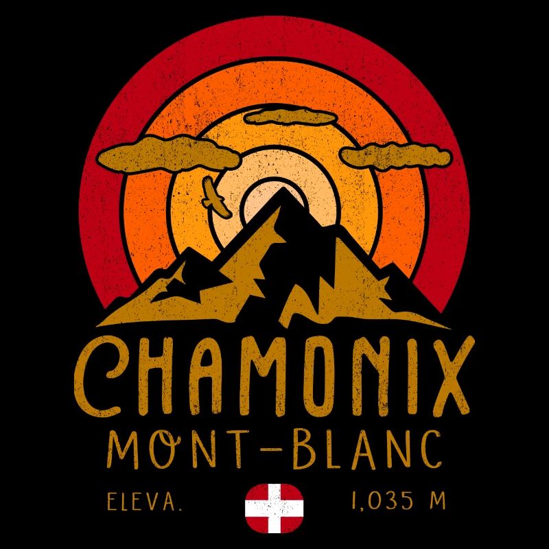 Chamonix Frankreich Retro Sunset Skiing