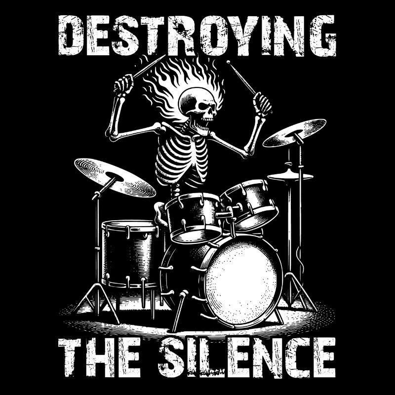 Drummer Skull skeleton on the drum set